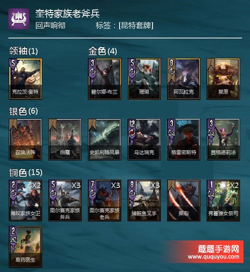奎特家族老斧兵卡组攻略 巫师之昆特牌先手必胜思路