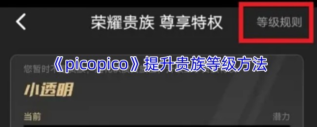 《picopico》贵族等级提升技巧